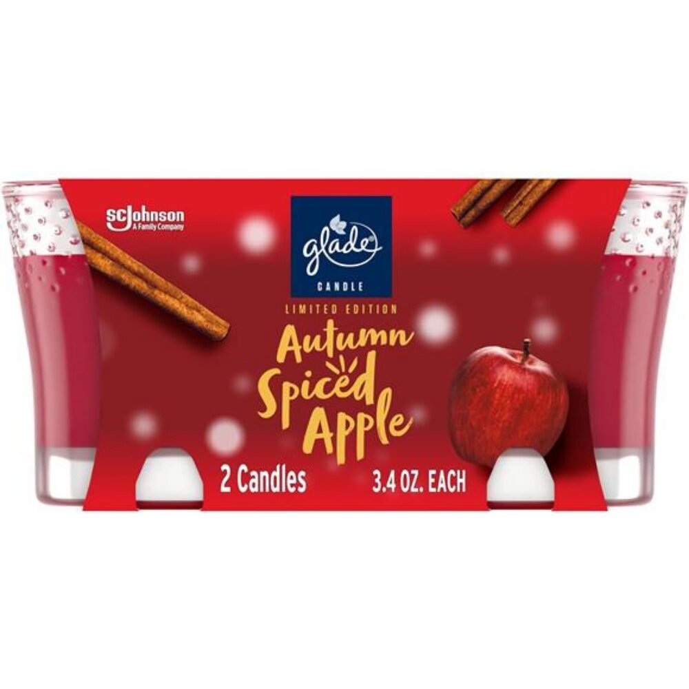 Glade 3.4 oz Autumn Spiced Apple Air Freshener‎ Candle Jar, 2 Count